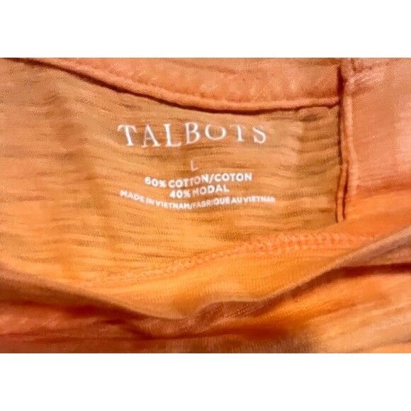 Talbots Button Back Shrt Slve Tee Orange Sherbert L Normcore Tropicalcore Casual - Picture 2 of 4